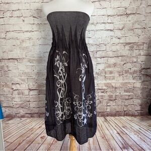 ANTHRO’S Lapis Black and White Strapless Dress